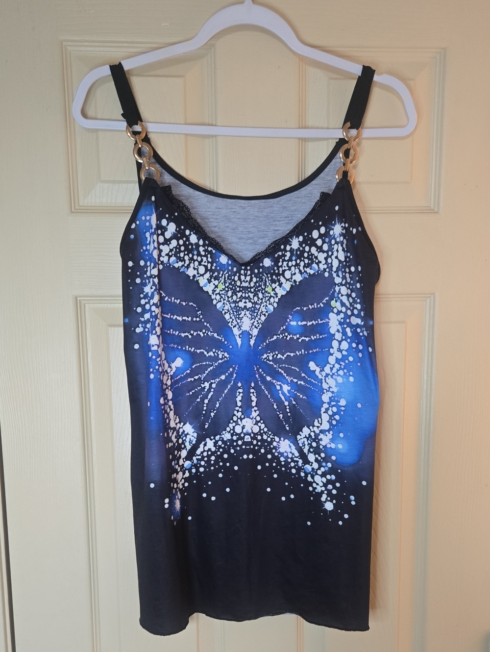 Blue Butterfly Print Women's Tank